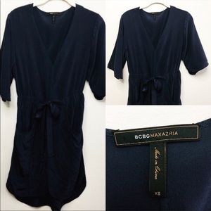 BCBG 100% silk dress in navy blue!